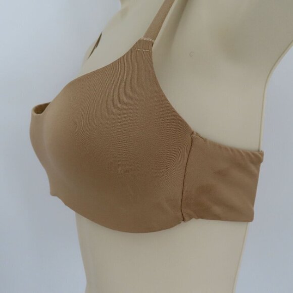 SO 32B Solid Beige Perfect Wirefree Bra Padded Wireless Convertible Straps Women - Picture 3 of 13
